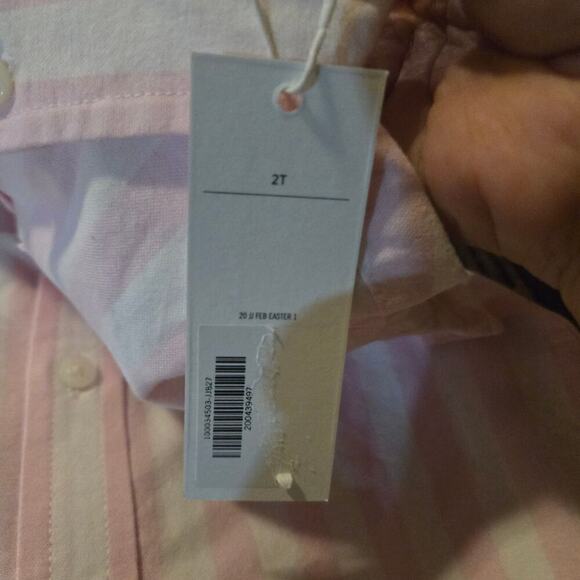 Janie and jack shirt boys size 2T pink white preppy striped oxford button up - Picture 5 of 6